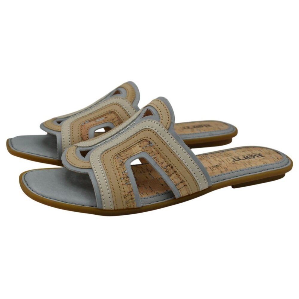 Born Women Size 11 Hyannis Light Blue Combo Leather Slip On Slides Sandals Shoes
